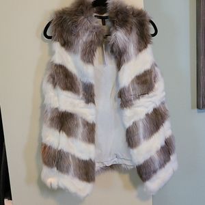 WHBM Chevron Fur Vest